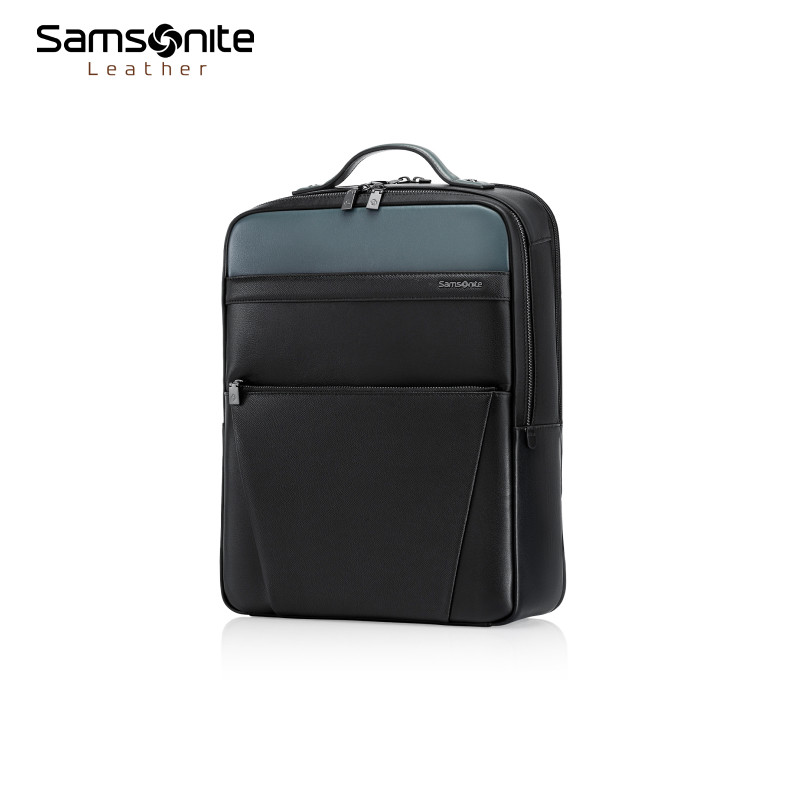 新秀丽男款双肩包牛皮革书包年轻人背包商务电脑包外出男包 TM0