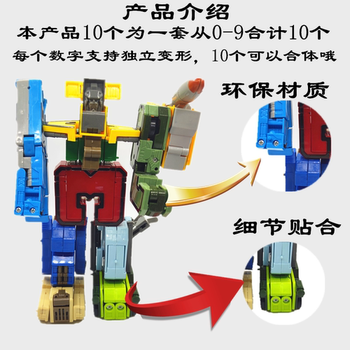 数字变形玩具合体机器人汽车益智六一儿童节礼物字母金刚机甲男孩