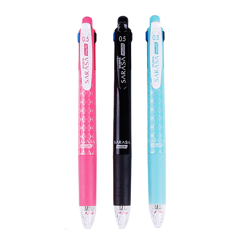 日本zebra斑马J4SA11多功能中性笔四色笔+自动铅笔按动式学生手帐五合一水笔可换芯多色高颜值-图0