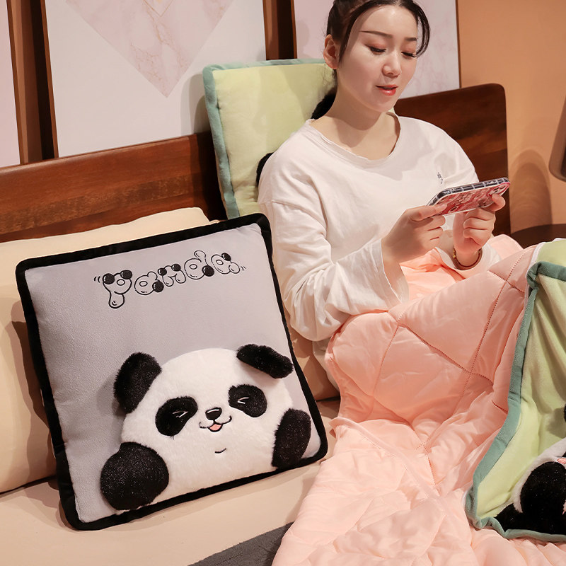 熊猫抱枕被子两用加厚办公室午睡枕头毯子二合一车用睡觉折叠靠枕,淘宝优惠券,粉丝福利购,淘宝优惠卷