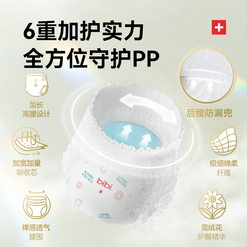 bibi【年度新品】阿尔卑斯婴儿拉拉成长裤透气尿裤S-4XL码尿不湿