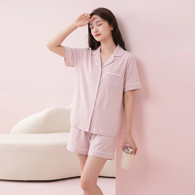 芬腾女100%棉短袖大码睡衣可外穿