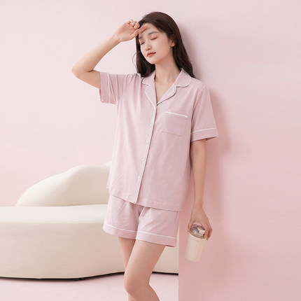 芬腾睡衣女士100%棉带胸垫家