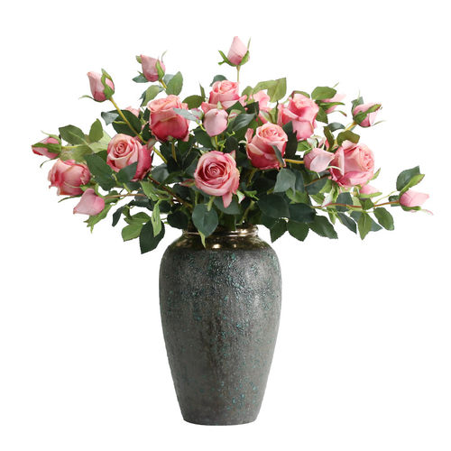 保加利亚玫瑰花仿真花束假花摆设欧式塑料花装饰绢花客厅餐桌摆件 - 图0