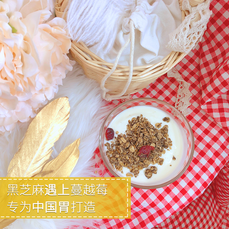 SMARTY机灵麦片 蔓越莓黑芝麻烘焙麦片 早餐即食 谷物冲调燕麦片