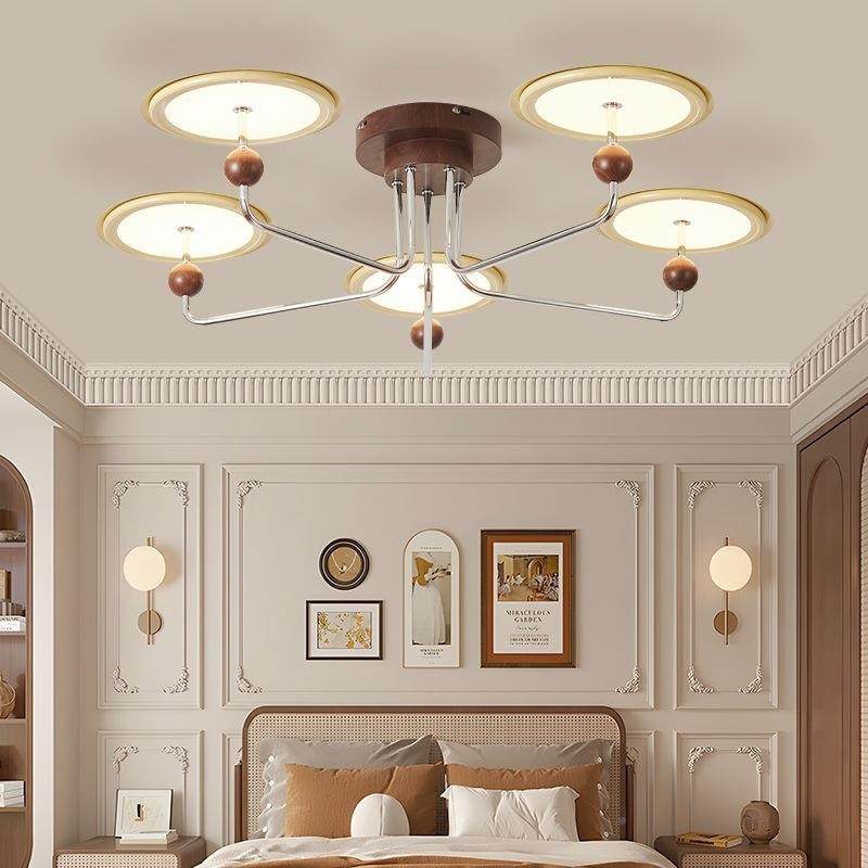 法灯式中古奶油风卧FBB室灯复飞碟感设古计胡桃室木纹大厅主卧灯,淘宝优惠券,粉丝福利购,淘宝优惠卷