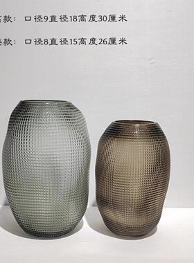 创意珠点艺术玻璃花瓶摆件客厅大肚圆口水养鲜花花器装饰摆件