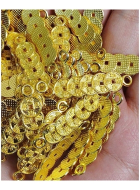 编绳吊坠项链编织钱币合金五帝钱钱串子配件古银色装饰品铜币