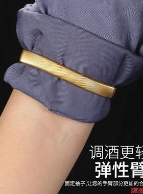欧美调酒师简约袖子防滑套圈金属手臂拉紧带男女色环臂环袖箍