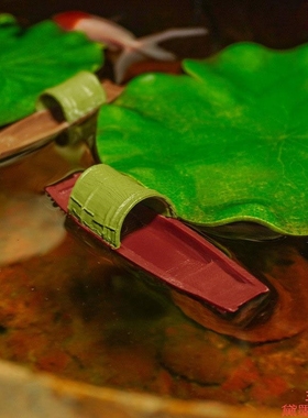 乌古建筑漂浮乌篷船可中式3d行舟假山简约山水微景观船书房古人