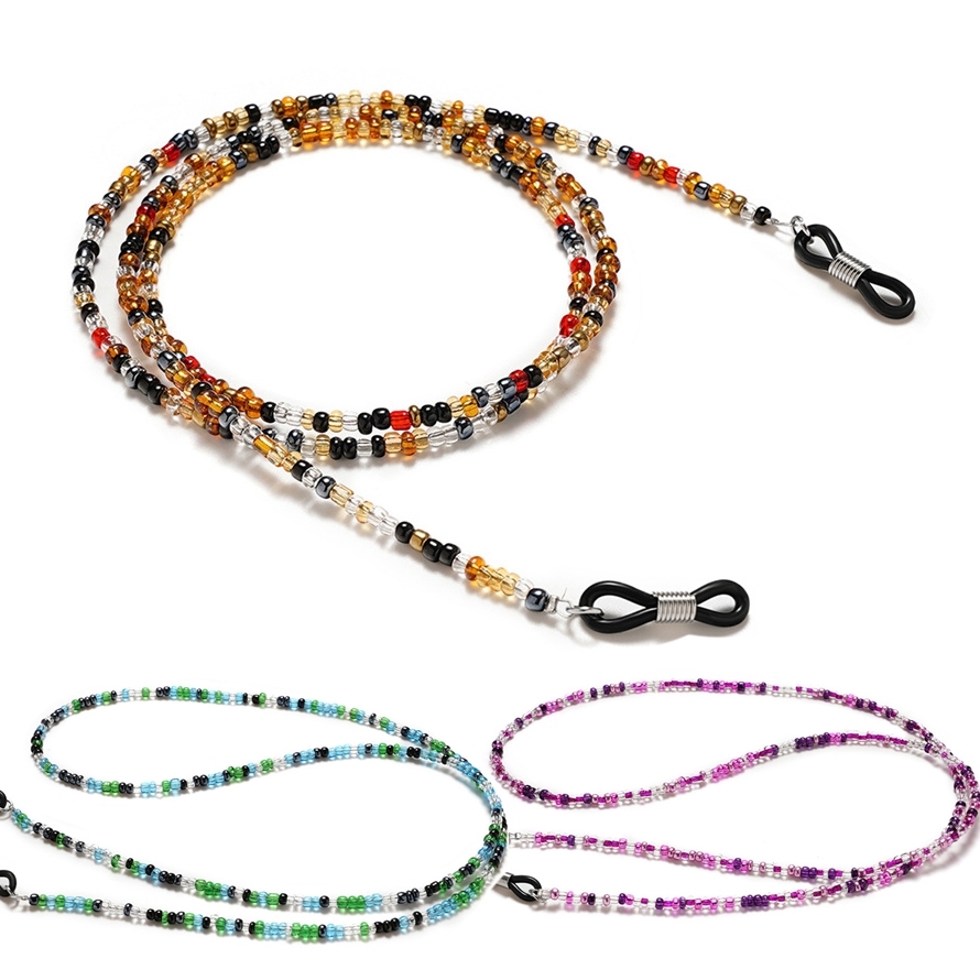 眼镜链玳瑁色眼口罩太阳镜米珠链装饰链防丢个性彩色挂脖挂链 - 图1