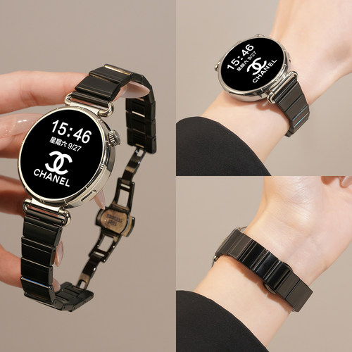 适用华为GT6手表带watchgt6一珠金属间金钢带GT5智能腕表GT4女款watch5 42高级链春夏小众替换腕带18mm配件 - 图1