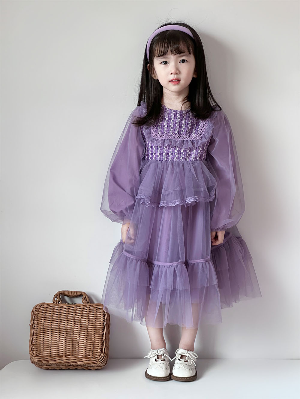 2023新款童装秋装3-8岁女童紫色连衣裙纱裙女宝宝洋气时髦春秋