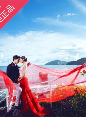 红色盖头中式新娘道具写真