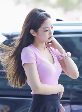 vogueess复古气质皮发箍jennie同款头箍简约百搭基础配色港风pu皮