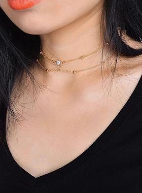 身体金属链锁骨胸链身体挂链钛钢性感女配饰纯欲装饰项链不掉色身