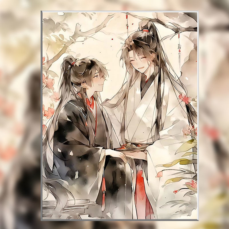 魔道祖师diy数字油画魏无羡蓝忘机零基础高颜值卧室装饰画礼物