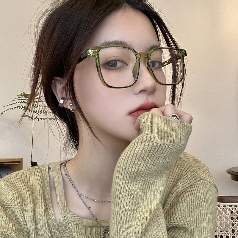 透绿眼镜框女大脸显瘦素颜神器大框显脸小方框近视眼镜可配有度数 - 图2