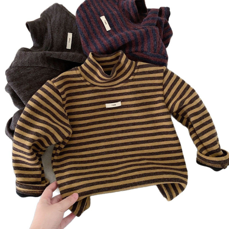 男女童加绒条纹打底衫冬季新款儿童一体绒长袖T恤女宝宝保暖上衣,淘宝优惠券,粉丝福利购,淘宝优惠卷
