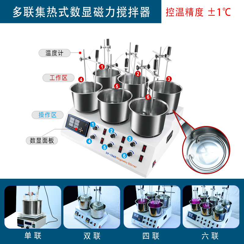 鼎鑫宜集热式磁力搅拌器实验室数显恒温搅拌油浴锅水浴槽DF-101S-图1