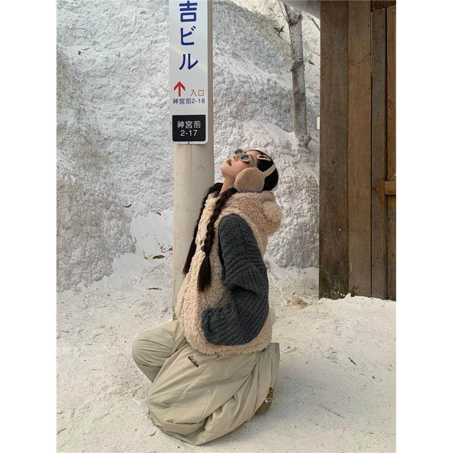 195大喜 熊耳朵连帽马甲棉服外套女冬季叠穿宽松百搭羊羔毛棉衣潮,淘宝优惠券,粉丝福利购,淘宝优惠卷