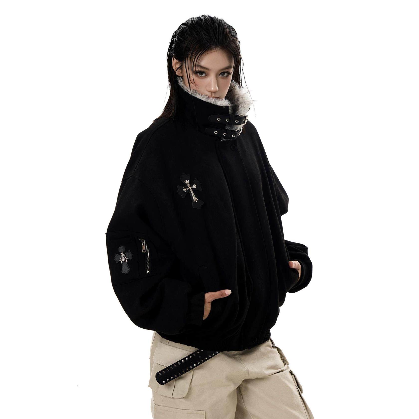 美式覆古十字架毛领座山雕棉服外套女冬季小个子加厚保暖夹克棉衣,淘宝优惠券,粉丝福利购,淘宝优惠卷