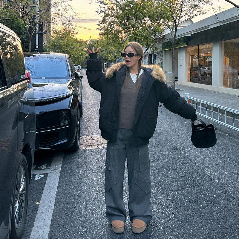 300斤大尺码女装胖mm黑色工装棉服女美式覆古派克服加厚大毛领外,淘宝优惠券,粉丝福利购,淘宝优惠卷