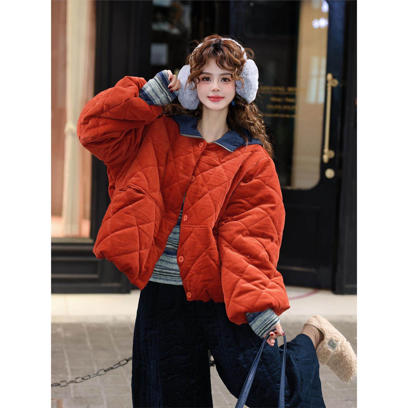 陈佳洁【稻浪翻金】棉衣棉服女款2025新款冬保暖宽松圆领冬装外套,淘宝优惠券,粉丝福利购,淘宝优惠卷