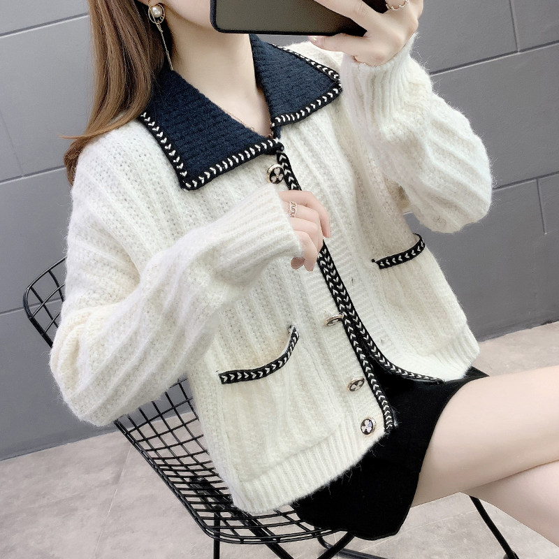 小香风针织开衫2020年新款秋装毛衣 欧彩影毛针织衫