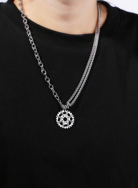 命运的齿轮开始转动叩响命运的门小众设计齿轮吊坠项链男女嘻哈潮