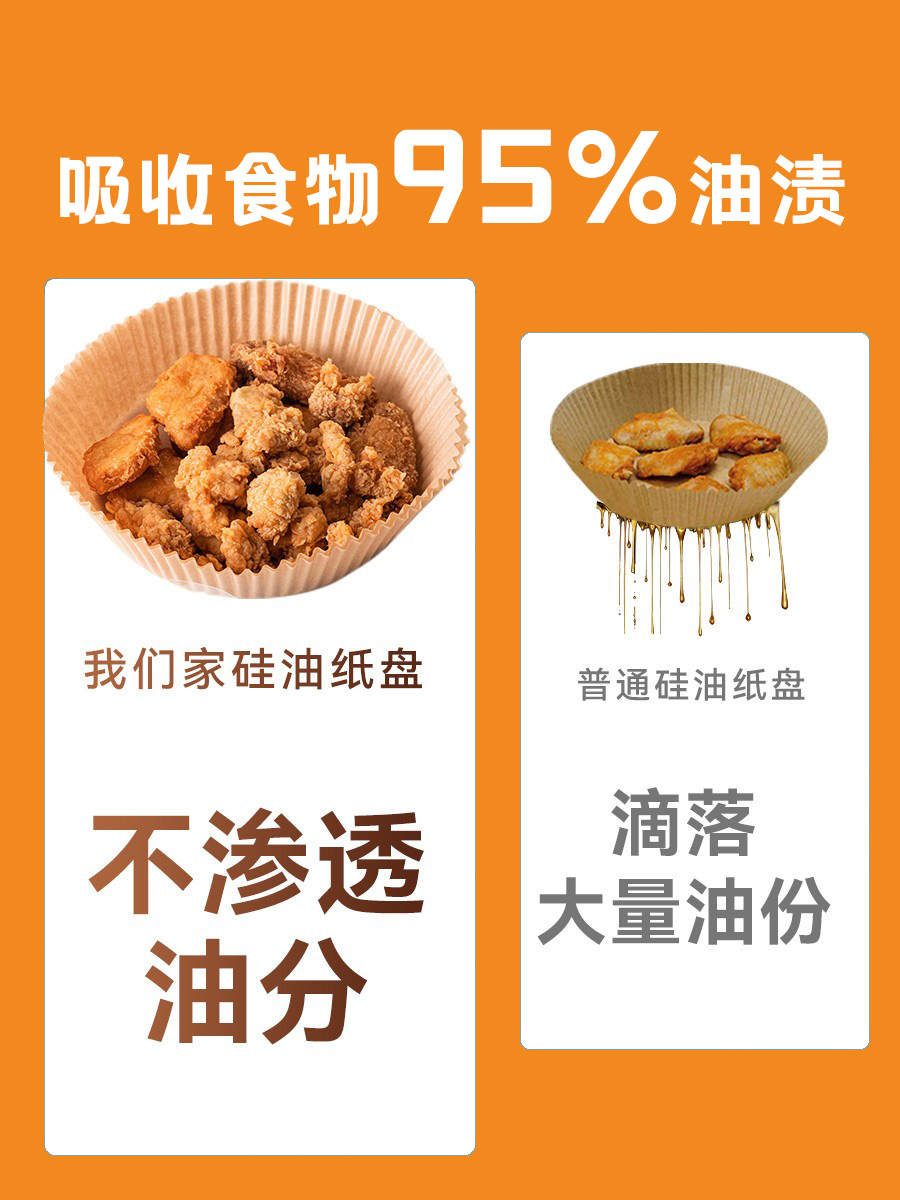 空气炸锅专用纸家用吸油纸垫烤箱烘焙食物硅油纸锡纸盘烧烤工具盘-图2