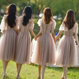 Летнее платье подружки невесты, длинное вечернее платье, юбка, средней длины, по фигуре