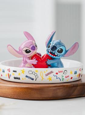 迪士尼史迪仔安琪可爱卡通首饰盘