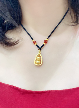 短款颈链葫芦吊坠女仿黄金色项链
