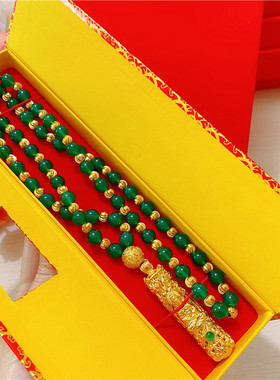 网红款越南沙金观音吊坠项链男女情侣款项链铜镀金霸气项坠可定制