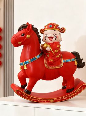 马年生肖吉祥物马上发财摆件入户玄关客厅电视柜新居乔迁送礼装饰