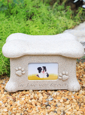 现货树脂创意宠物狗狗骨灰盒带相框小猫小狗动物纪念殡葬用品