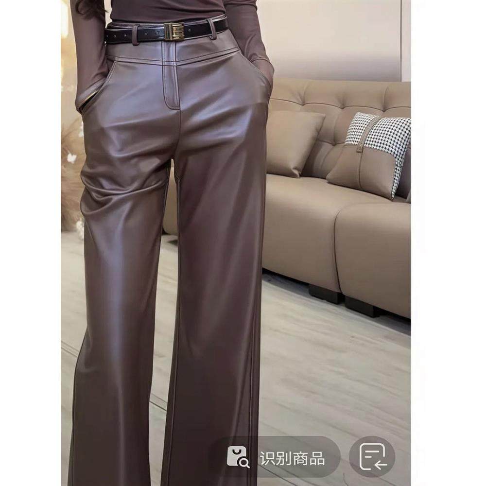 加绒皮裤阔腿裤女2025新款秋冬季黑色pu哑光高腰显瘦窄版直筒裤子,淘宝优惠券,粉丝福利购,淘宝优惠卷
