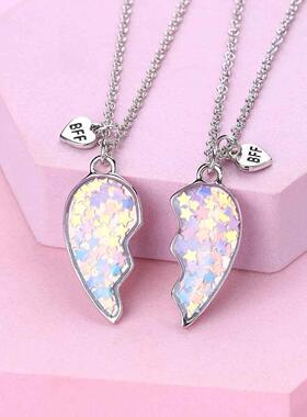 好朋友姐妹三人款项链闺蜜项链送闺蜜的信物友谊磁吸拼接爱心礼物