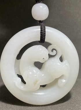 虎圈瓦当虎把件腰挂新疆和田玉籽料镯子心料子做白度好玉质细腻圆