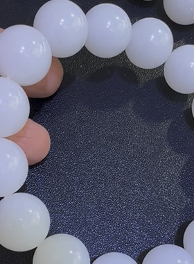 新疆和田玉白玉籽料15圆珠手链手串重78克红皮籽料手串白细一级