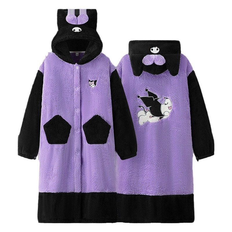 加厚库洛米情侣睡衣女冬加绒睡袍果壳同款保暖外穿家居服长款可爱,淘宝优惠券,粉丝福利购,淘宝优惠卷