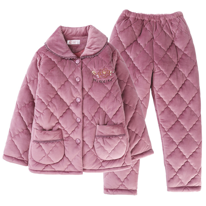 中老年冬加厚款珊瑚绒老年人睡衣 冰概念睡衣/家居服套装