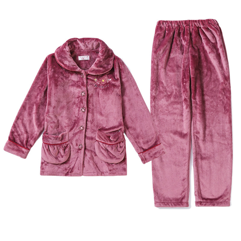 中老年珊瑚绒秋冬加绒老年人睡衣 冰概念睡衣/家居服套装