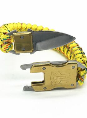 手镯变刀不锈钢刀扣手链 变形金刚伞绳 带刀防身手链 求生手链刀