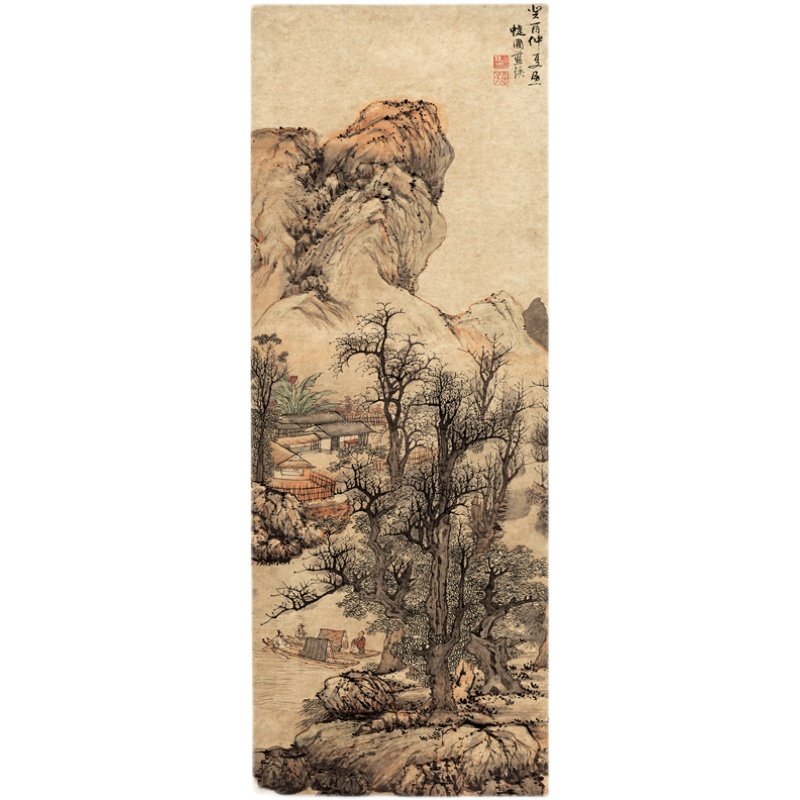 明蓝瑛秋山渔隐图真迹高清微喷打印画心学习临摹画稿仿古山水复制,淘宝优惠券,粉丝福利购,淘宝优惠卷