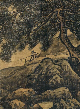 李唐山水画摹范宽溪山独钓图画稿