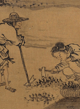 戴进溪谷采薇图临摹画稿底稿