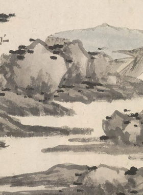 明代沈周仿黄公望富春山居图临摹画稿微喷打印传统山水画临摹画稿