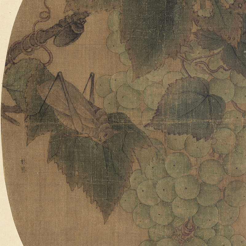 南宋林椿葡萄草虫图复制打印微喷宋元花鸟草虫画临摹学习画稿底稿 - 图1